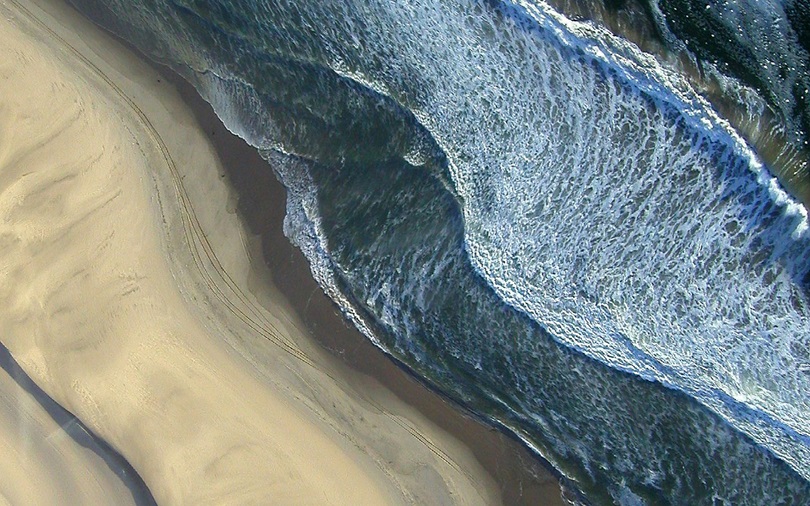 Aerial view of beach and sand