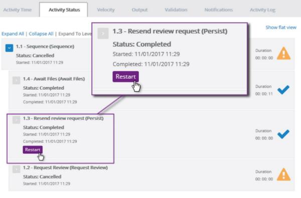 Figure 5: Restart Job capability in Unify v2.0