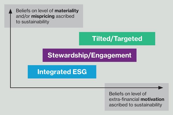 Chart showing strategic responses to sustainability beliefs