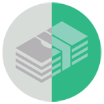 Icon: pay transparency (banded stack of currency)