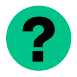 an icon of a question mark with green background
