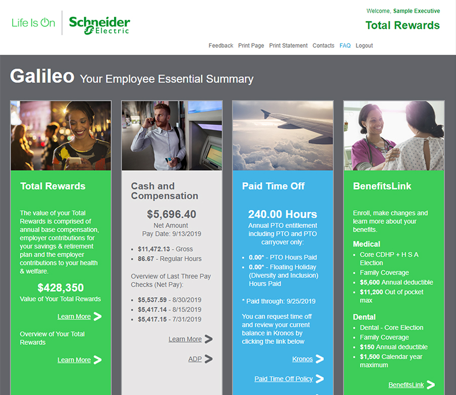 Schneider Electric’s Galileo: A single sign-on landing page for all personal HR information for employees