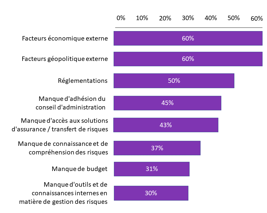 Défis à relever pour faire face aux risques au cours des 3 à 5 prochaines années : Facteurs externes et défaillance