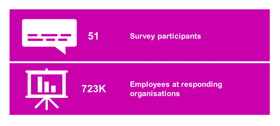 51 organisations' participated in the Reimagining Work and Rewards Survey – 2021-22 with 723k employees at responding organisations.