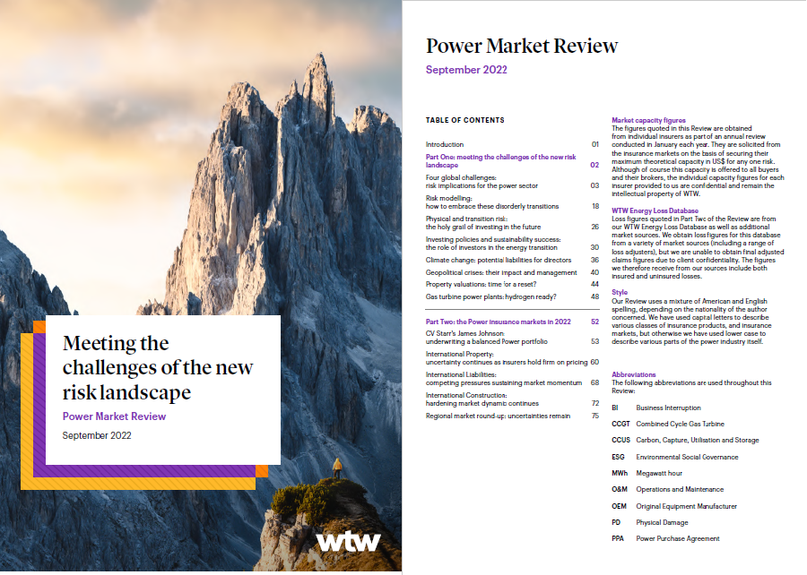 Introduction Part 1: meeting the challenges of the new risk landscape Part 2: the Power insurance markets in 2022