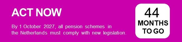 Act Now. By 1 October 2027, all pension schemes in the Netherlands must comply with new legislation.