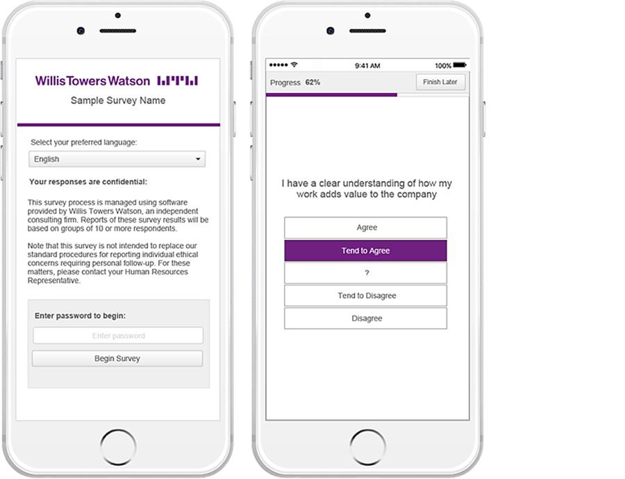 Screenshot of WTW survey deployed on a mobile device.