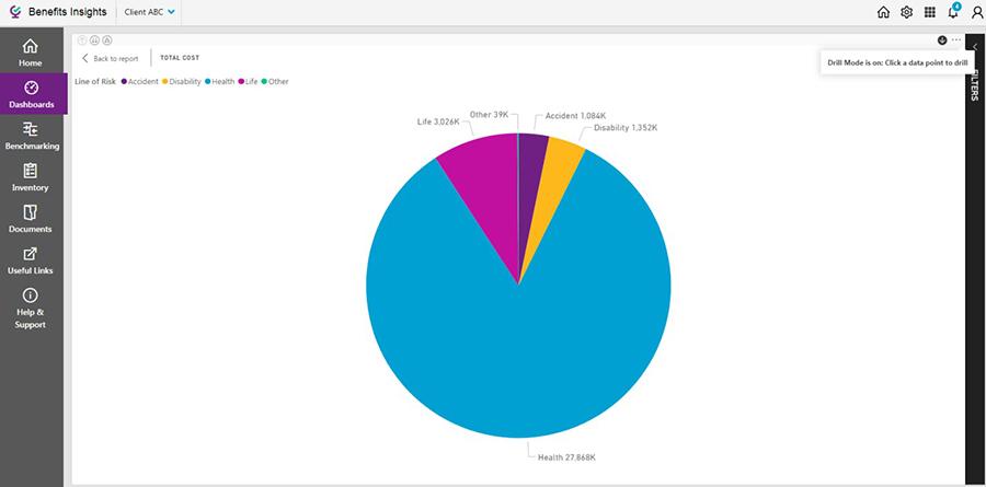 Screenshot with pie chart